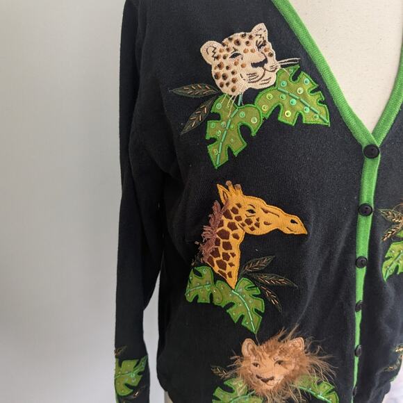 Design Options By Philip & Jane Gordon Jungle Safari Sweater Cardigan Medium - Picture 3 of 6